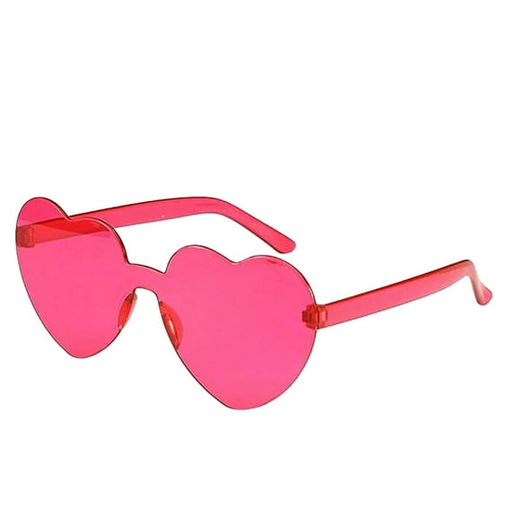 Penkiiy Rimless Sunglasses Colored Glasses Round Frameless Sunglasses Transparent Tinted Glasses Candy Color Sunglasses for Women Girl Hot Pink