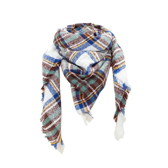 Penkiiy Scarf for Women Womens Warm Long Shawl Wraps Large Scarves Knit Cashmere Tassel Plaid Scarf Blue Scarf