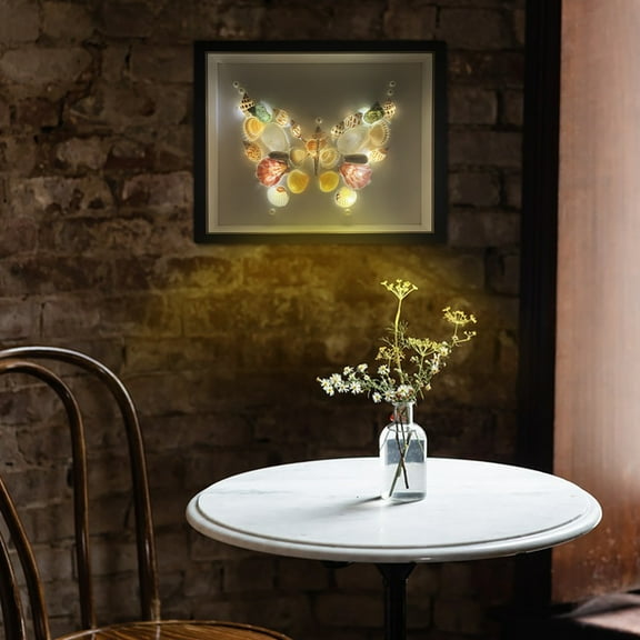 Penkiiy Sea Shells Painting Picture Frames String Lights, Creative Seashells Moon or Heart Shapes Frame for Home Living Room Valentine's Day Ornaments