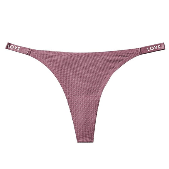 Penkiiy Seamless Thongs for Women No Show Thong V-waisted Stretch Breathable Sexy Panties Underwear L Pink
