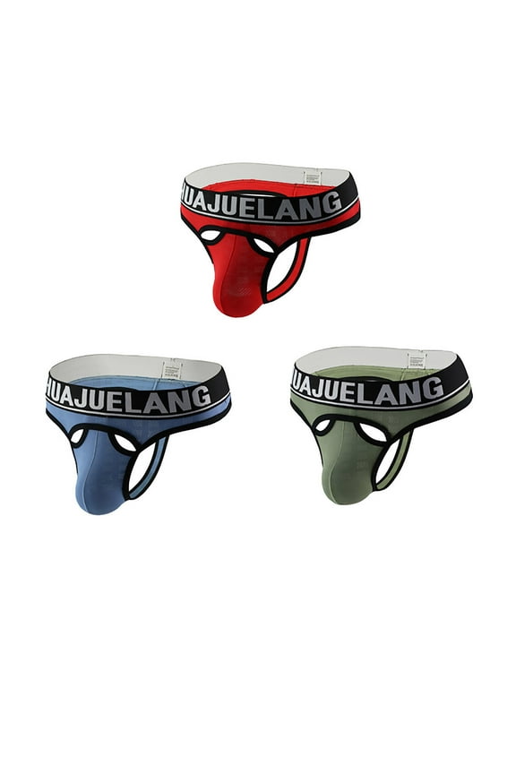 Sexy Thongs for Men Men's Briefs 3-piece Mesh Sexy Breathable Fashion Men's Thongs Mesh Underwear Red Underwear