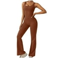 thumbnail image 1 of Penkiiy Sleeveless Jumpsuits for Women Square Neck Wide Leg Full Length Romper Playsuit S Khaki, 1 of 9
