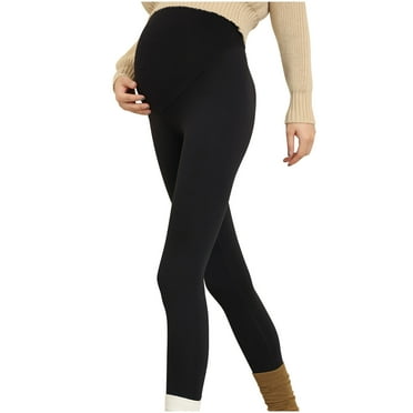 Penkiiy Smooth Feeling Maternity Leggings Mesh Pregnancy Pants Over The Belly XL Black
