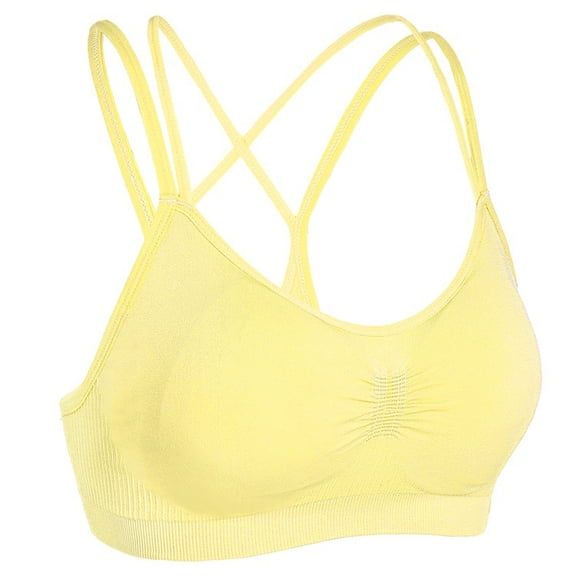 Penkiiy Sports Bras for Women 4PCS Sports Bra-Padded Seamless High Impact Support For Yoga Workout Fitness Yellow Bras