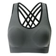 thumbnail image 1 of Penkiiy Sports Bras for Women Women's Casual Gathering Yoga Camisole Without Steel Ring Fitness Top Sports Bra Gray Bras, 1 of 2
