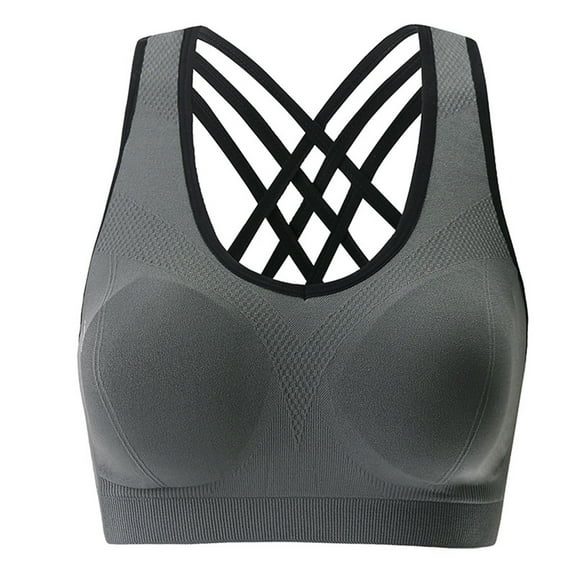 Penkiiy Sports Bras for Women Women's Casual Gathering Yoga Camisole Without Steel Ring Fitness Top Sports Bra Gray Bras