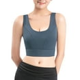 thumbnail image 1 of Penkiiy Sports Bras for Women Women's Ruched Sports Bras Padded Workout Tops Medium Support Crop Tops Blue Bras, 1 of 9