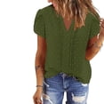 thumbnail image 1 of Penkiiy Spring Summer Fashion Must-Have: Premium Soft Stretch V-Neck Lace Trim Blouse | Women's Tops for Casual & Party 2XL Green, 1 of 8