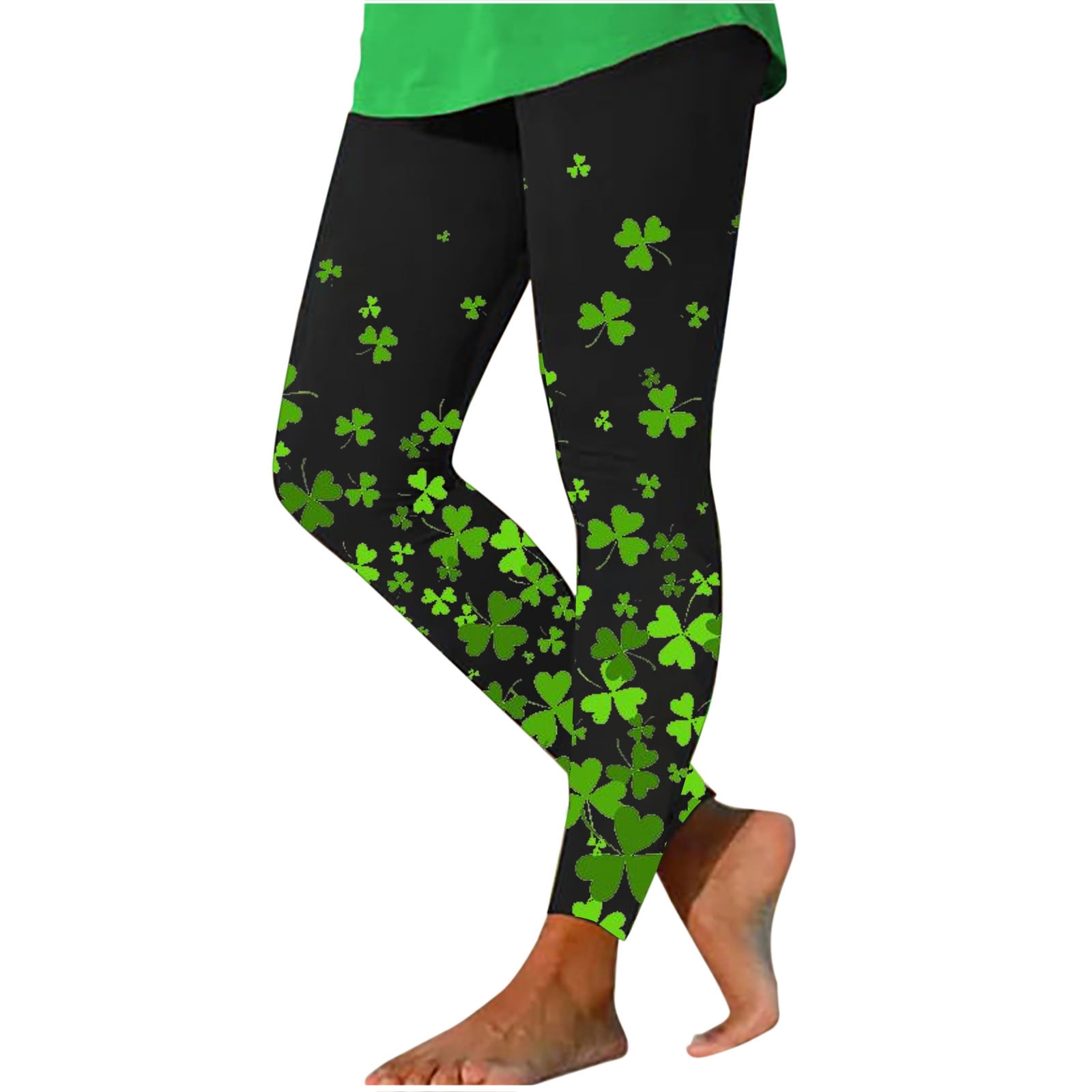Penkiiy St Patricks Day Leggings Women Teen Girls Shamrock Irish Clover