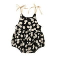 thumbnail image 1 of Penkiiy Summer Baby Girls Flowers Straps Sleeveless Jumpsuit Casual Bodysuit Clothes Rompers for Baby Girls for 18-24 Months Kids Black on Clearance, 1 of 9