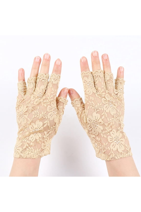 Summer Must-Have Lace Fingerless Sun Protection Gloves for Women | UPF 50+ Lightweight Driving & Outdoor Sports | Breathable Half-Finger Design