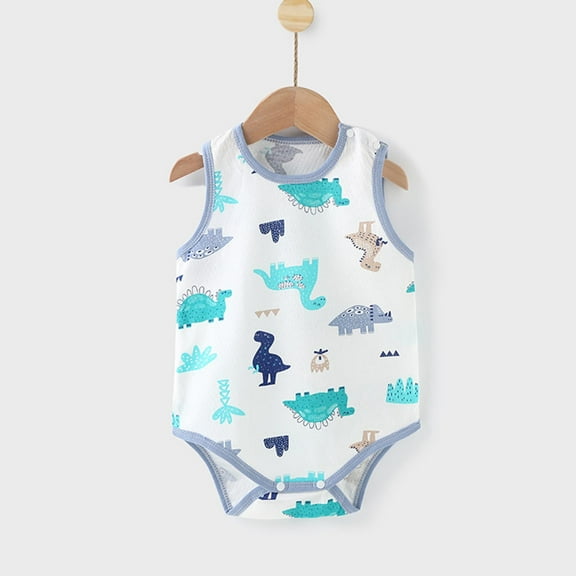 Penkiiy Summer Newborn Essentials: Sleeveless Baby Bodysuit with Cute Prints | Ultra-Breathable Romper for Hot Weather | Baby Sleepwear & Playwear