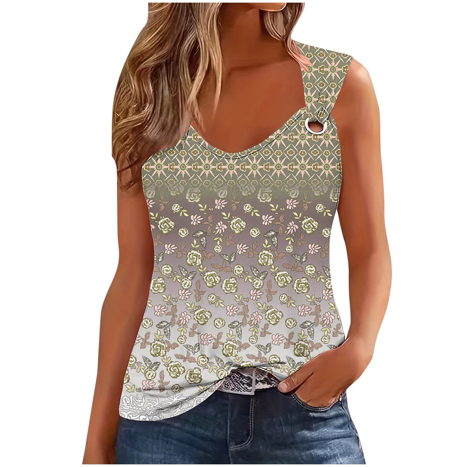 Bliwov Women's Summer Tank Top – Eyelet Embroidery Sleeveless Shirt, Loose Fit Scoop Neck - View #7