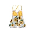 thumbnail image 1 of Penkiiy Summer Toddler Baby Girl Clothes Cute Fruit Flower Print Lace Trim Backless Romper Shorts Jumpsuit Rompers for Baby Girls for 18-24 Months Kids Yellow on Clearance, 1 of 1