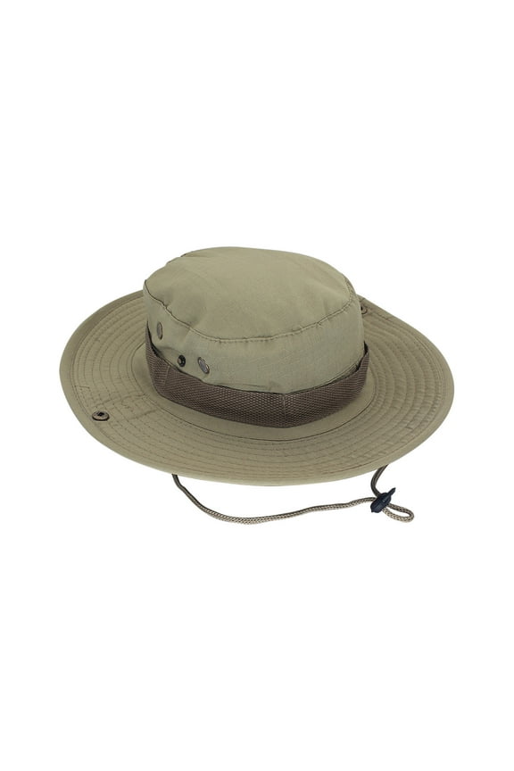 Sun Bucket Hats for Men Protection Hiking Beach Fishing Safari Boonie Hats Outdoor Military Safari Wide Brim Foldable Double-Sided Sun Boonie Bucket Hat with Side Snap Chin Cord Khaki