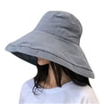 thumbnail image 1 of Penkiiy Super Wide Brim Women Sun Hat Cotton Floppy Packable Reversible Wired Edge Hats UV Protection Summer Beach Travel Garden Women's Bucket Hat Gray, 1 of 4