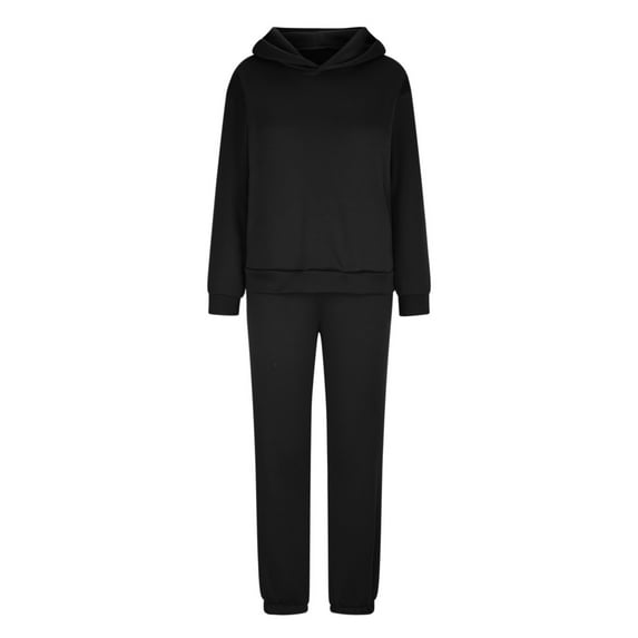 Penkiiy Sweatsuits for Women Set 2 Piece Hoodie Outfits Long Sleeve Pullover Tops Spring Sweatshirts with Joggers Sweatpants L Black