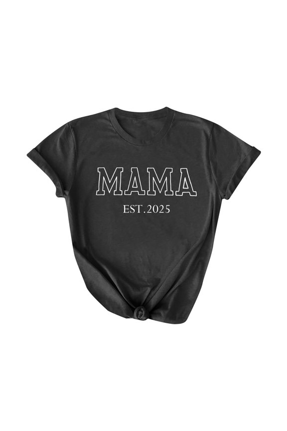 T-Shirt for Mama Women's Mom Life Graphic Tees Casual Cute Mother's Day Tops for Mommy 2XL Black
