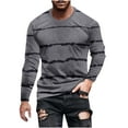 thumbnail image 1 of Penkiiy T Shirts for Men Casual Shorts Sleeves Round Neck Pullover Striped Printing Sports Fitness Blouse Plus Size Tops 3XL Gray, 1 of 5