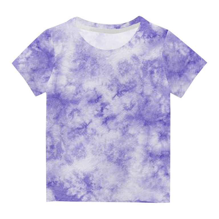 Penkiiy Tie Dye T-Shirt for Kids, Tie Dye Round Neck Short Sleeve