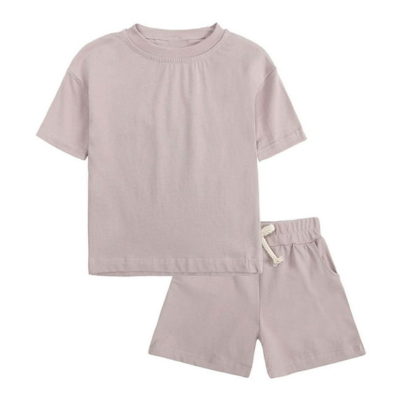 Penkiiy Toddler Baby Boy First Birthday Outfit Solid Short Sleeve T Shirt Top and Solid Shorts 2 Piece Summer Clothes Home Wear Suit 12 Months Coffee