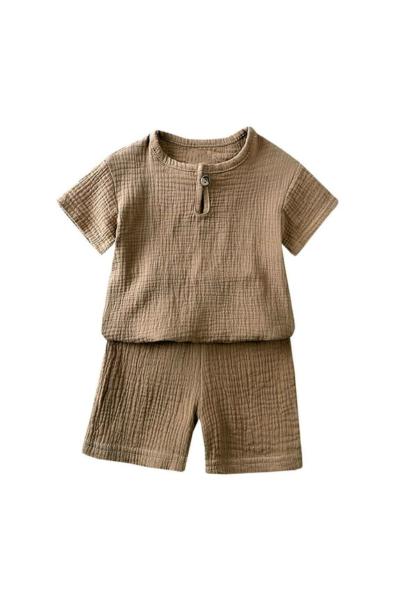 Toddler Baby Boy Girls Clothes Solid Short Sleeve T-Shirts and Shorts Set Summer Outfits Gold for 6-7 Years