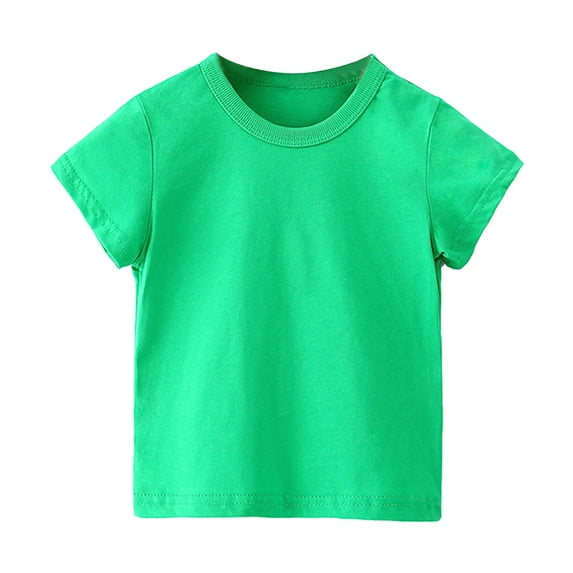 Penkiiy Toddler Baby Boys Girl Comfortable Solid Color Short Sleeve Cotton T-shirt Top 6-7 Years Green