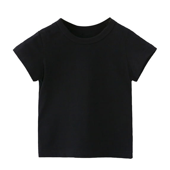 Penkiiy Toddler Baby Boys Girl Comfortable Solid Color Short Sleeve Cotton T-shirt Top Black for 2-3 Years