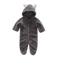 thumbnail image 1 of Penkiiy Toddler Baby Boys Girls Color Plush Cute Bear Ears Winter Keep Warm Jumpsuit Romper Baby Sleep and Play Pajamas 12 Months Gray on Sale, 1 of 9