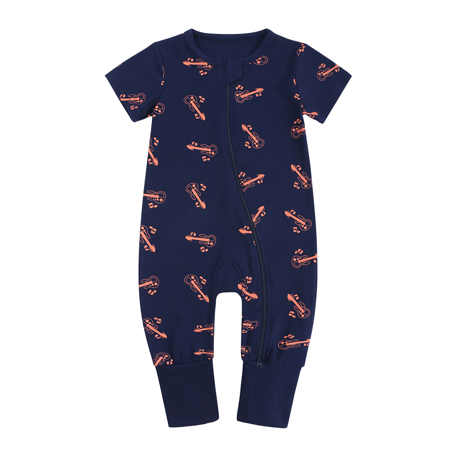 Penkiiy Toddler Baby Boys Girls Cute Cartoon Pattern Short Sleeve Double Zipper Romper Jumpsuit