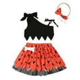 thumbnail image 1 of Penkiiy Toddler Baby Girl One Shoulder Crop Tank Top Tutu Skirt Headband 3Pcs Summer Outfits Set 2 Years Orange, 1 of 8