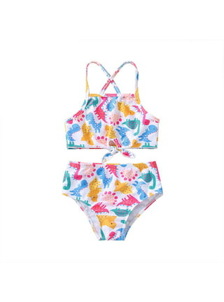 Xinhuaya 2-12T Toddler Girls Ruffled Swimsuits Two-Pieces Bathing Suits  Cami Crop Top And Striped Bikini Bottoms Quick Dry Swimwear Kids Sunsuit