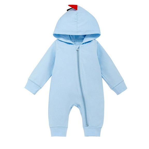 Penkiiy Toddler Baby Girls Boy Zipper Long Sleeve Cute Dinosaur Siamese Climbing Romper Baby Sleep and Play Pajamas 12-18 Months Blue on Clearance