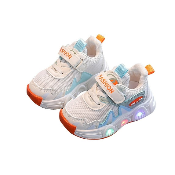 Penkiiy Toddler Baby Girls Mesh Breathable Light Up Sneaker Butterfly Pattern Hook Loop Non Slip Sports Shoes Sports Shoes Blue
