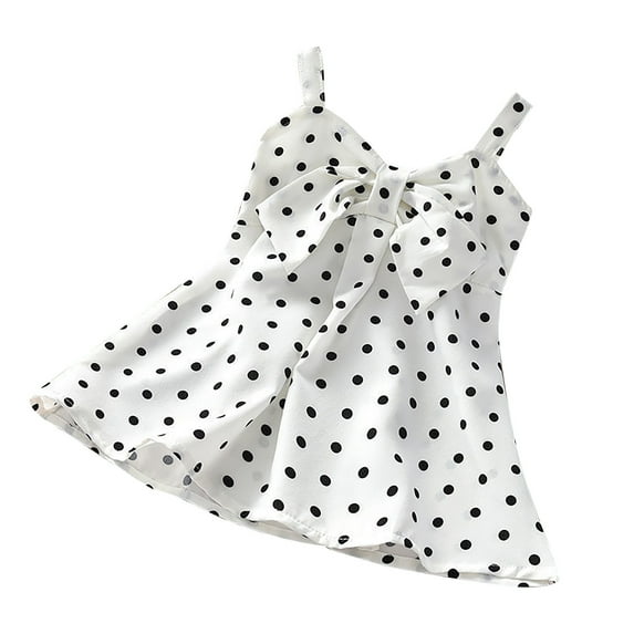 Penkiiy Toddler Baby Girls Outfits Sling Clothes Wave Point Print Romper Kids Dress Dresses for Toddler Girls 2-3 Years Black On Clearance