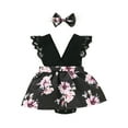 thumbnail image 1 of Penkiiy Toddler Baby Girls Outfits V-neck Clothes Cute Flowers Romper Short Skirt Suit Newborn Baby 18-24 Months Purple on Sale, 1 of 9