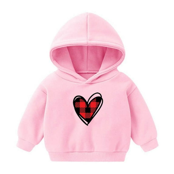 Penkiiy Toddler Baby Hoodie Christmas Print Pullover Hooded Sweatshirt Kids Boy Girl Padded Sports Long Sleeve Tops Fall Winter Outfit Pink for 5 Years