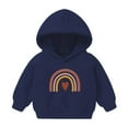 thumbnail image 1 of Penkiiy Toddler Baby Hoodie Rainbow Print Pullover Hooded Sweatshirt Kids Boy Girl Padded Sports Long Sleeve Tops Fall Winter Outfit Navy for 6 Years, 1 of 5