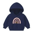 thumbnail image 1 of Penkiiy Toddler Baby Hoodie Rainbow Print Pullover Hooded Sweatshirt Kids Boy Girl Padded Sports Long Sleeve Tops Fall Winter Outfit Navy for 6 Years, 1 of 5