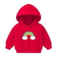 thumbnail image 1 of Penkiiy Toddler Baby Hoodie Rainbow Print Pullover Hooded Sweatshirt Kids Boy Girl Padded Sports Long Sleeve Tops Fall Winter Outfit Red for 5 Years, 1 of 5