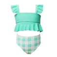 thumbnail image 1 of Penkiiy Toddler Baby Kids Girls Ruffles Print Two Piece Swimsuit Bathing Beach SwimwearGirls Bikini Swimsuits 4-16 Clearance Mint Green 3-4 Years, 1 of 9