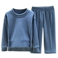 thumbnail image 1 of Penkiiy Toddler Baby Kids Winter Boys Girls Solid Color Long Sleeved Thickening Home Wear Clothes Suit 3-4 Years Blue, 1 of 1
