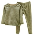 thumbnail image 1 of Penkiiy Toddler Baby Kids Winter Boys Girls Solid Color Long Sleeved Thickening Home Wear Clothes Suit 8-9 Years Green, 1 of 5