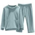 thumbnail image 1 of Penkiiy Toddler Baby Kids Winter Boys Girls Solid Color Long Sleeved Thickening Home Wear Clothes Suit 8-9 Years Mint Green, 1 of 1