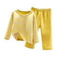 thumbnail image 1 of Penkiiy Toddler Baby Kids Winter Boys Girls Solid Color Stripe Long Sleeved Thickening Home Wear Clothes Suit 6-7 Years Yellow, 1 of 4