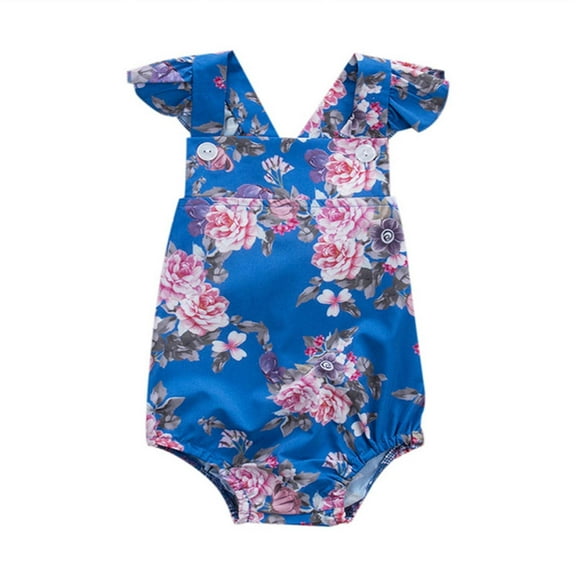 Penkiiy Toddler Baby One-piece Printed Baby Girl Summer Style Romper Bag Fart Clothes kids Baby Easter Romper 6-9 Months Blue on Clearance