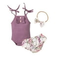 thumbnail image 1 of Penkiiy Toddler Baby Summer Clothes Sleeveless Sling French Rib Top Floral Shorts Suit Tutu Dresses for Toddler Girls 3-6 Months Purple 2023 Summer Deal, 1 of 9