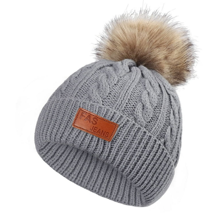 Girls grey bobble hat online
