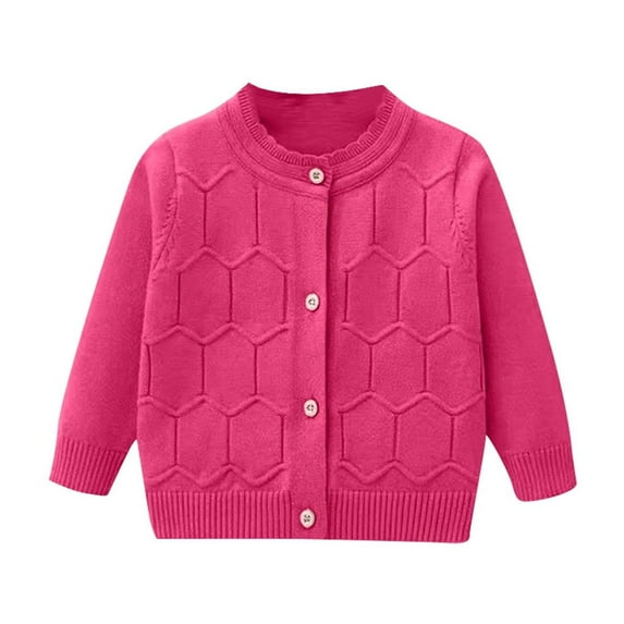Penkiiy Toddler Boys Cardigan Sweater Little Girls Button Knit Sweatshirts Kids Christmas Long Sleeve Jumpe 2 Years Hot Pink