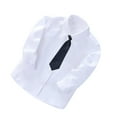 thumbnail image 1 of Penkiiy Toddler Boys Fashion Long Sleeve Blouse Solid Color Gentleman's School Uniform Shirt Tie Suit 8-9 Years White, 1 of 1